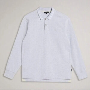 NWT Ted Baker Mens Long Sleeve Rugby Polo Shirt Gray Marl